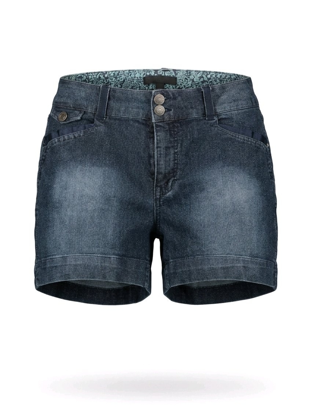 One 5 One Women's Size 14 Dark Wash Stretch Denim Jean Shorts, 36W, 10" Rise